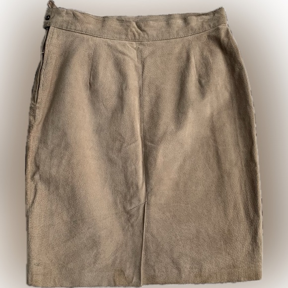 PIA RUCCI tan leather suede vintage skirt, beige size 12 - Picture 4 of 8